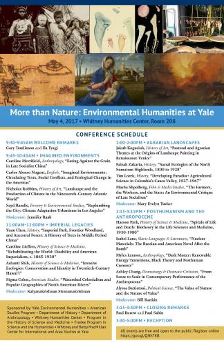 "More than Nature: Environmental Humanities at Yale" Conference Poster