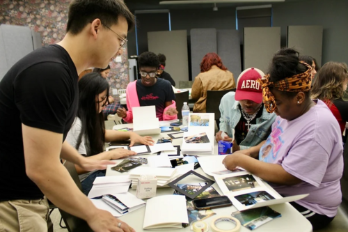 Kevin Yang, with students Destiny White, Jeremy Thames and Deandre Watt. Lucy Gellman Photos.